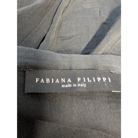 Fabiana Filippi Black Cotton Silk Sheer Button Front Top Size L Italy - Picture 7 of 10